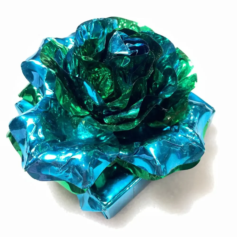 Vintage Metallic Foil Gift Bow Alexandra de Markoff EMPTY Teal Small Powder Size